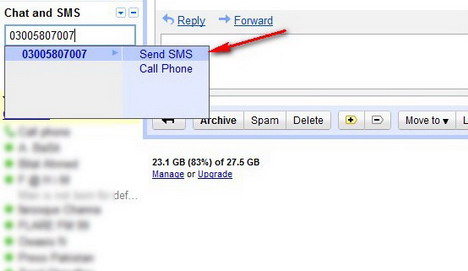 gmail-chat on-sms